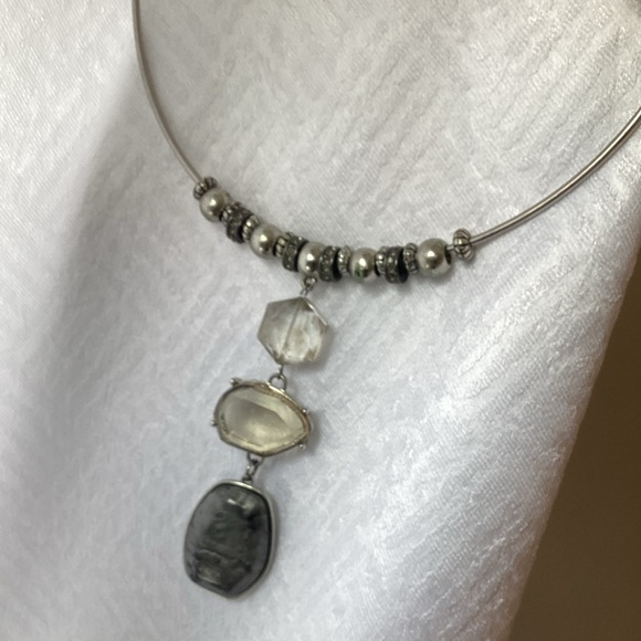 Chic Silver and Gray Gemstone Necklace - Picture 5 of 16